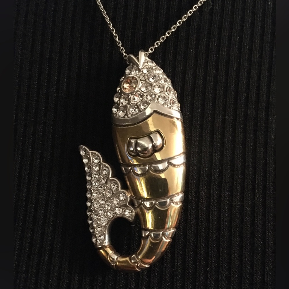 Brighton Two Tone Ocean Dream Fish Necklace with Swarovski Crystals NWT